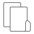 Two folders moving thin line icon, windows pack concept. Vector graphics. Drag and drop folder, copy sign on white
