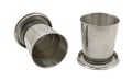 Two folding metal cup on white Royalty Free Stock Photo