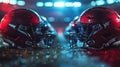 Two Football Helmets on Field Royalty Free Stock Photo