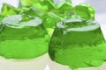 Two forms of green jello