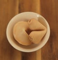 Two Fortune Cookies in Small Bowl Royalty Free Stock Photo