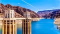 Two of the four Intake Towers that supply the water from Lake Mead to the Powerplant Turbines of the Hoover Dam