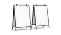 Two A- Frame Sandwich Board Signs isolated on white background billboard A-frame Royalty Free Stock Photo