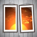 Two Frames Of Picture On A Striped Old Wall Royalty Free Stock Photo
