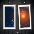 Two Frames Of Picture On A Striped Old Wall Royalty Free Stock Photo
