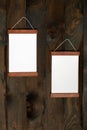 Two frames on a wooden background