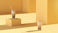 Two frappes in glasses on abstract yellow background, 3d illustration Royalty Free Stock Photo