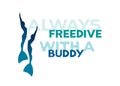 Two freedivers in monofins. Always freedive with a buddy. Royalty Free Stock Photo