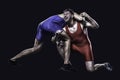 Two freestyle wrestlers in action Royalty Free Stock Photo