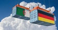 Two freight container with Algeria and Germany flag.