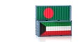 Two freight container with Bangladesh and Kuwait flag.