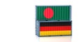 Two freight container with Germany and Bangladesh national flags.