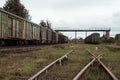 Two freight trains at the platform Royalty Free Stock Photo
