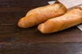 Two french bread loaves in bags Royalty Free Stock Photo