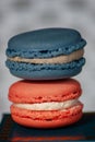 Two French Macaron Cookies Stacked