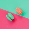 Green and pink French Macarons 