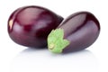 Two fresh aubergine isolated on white background Royalty Free Stock Photo