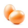 Two Fresh Brown Eggs on White Background Royalty Free Stock Photo