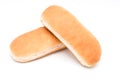 Two fresh buns on white background Royalty Free Stock Photo