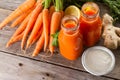 two fresh carrot smoothies. High quality photo Royalty Free Stock Photo