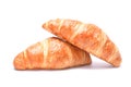 Two fresh croissant isolated on white background Royalty Free Stock Photo