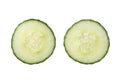 Two fresh cut cucumber slices isolated on white background, close up Royalty Free Stock Photo