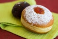 Two fresh donuts on a napkin Royalty Free Stock Photo