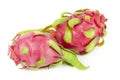 Two fresh dragon fruit on a white background, isolated Royalty Free Stock Photo