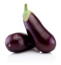 Two fresh eggplants isolated on white background Royalty Free Stock Photo