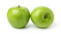 Two fresh green apples isolated on white background, with a clipping path Royalty Free Stock Photo