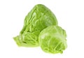 Two fresh green brussel sprouts on a white background Royalty Free Stock Photo