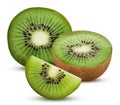 Two fresh kiwi fruit cut in half and slice Royalty Free Stock Photo