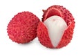 Two fresh lychee isolated on white background. macro. clipping path Royalty Free Stock Photo