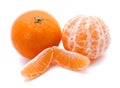 Two fresh mandarins with two slices Royalty Free Stock Photo