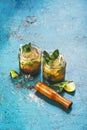 Two fresh mojitos cocktail. Royalty Free Stock Photo