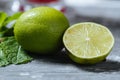 Two fresh organic lime on the table Royalty Free Stock Photo