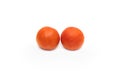 Two fresh organic tomatoes on isolated white background with water drops Royalty Free Stock Photo