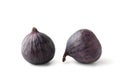 Two fresh purple figs isolated on white background. Clipping path Royalty Free Stock Photo