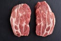 Two fresh raw boneless pork shoulder slices Royalty Free Stock Photo