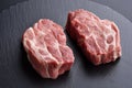 Two fresh raw boneless pork shoulder slices Royalty Free Stock Photo