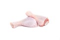 Two fresh raw chicken drumsticks on a white background Royalty Free Stock Photo