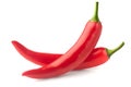 Two fresh raw red hot chilli peppers Royalty Free Stock Photo