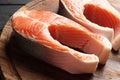 Two fresh raw salmon steaks Royalty Free Stock Photo