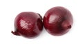 Two fresh red onions on white background, top view Royalty Free Stock Photo