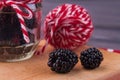 Two fresh ripe blackberries close-up. Royalty Free Stock Photo