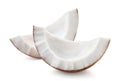 Two fresh ripe coconut pieces on white background Royalty Free Stock Photo