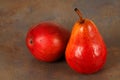 Two fresh ripe organic red bartlett pears Royalty Free Stock Photo
