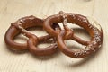 Two fresh soft pretzels Royalty Free Stock Photo