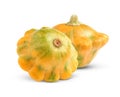 Two fresh yellow pattypan squashes on white background Royalty Free Stock Photo