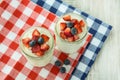 Two Fresh Yogurt With Strawberries and Blueberries From Above Royalty Free Stock Photo